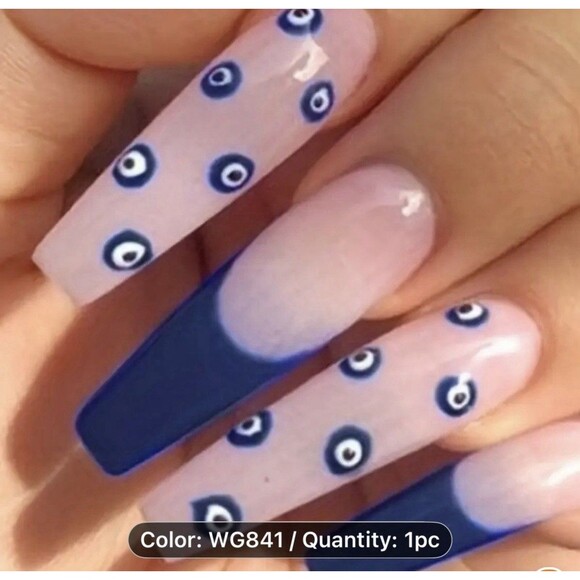 Evil Eye Nail Art Stickers Self Adhesive Nail Art Decals - 1 Sheet 69pcs - Picture 4 of 7